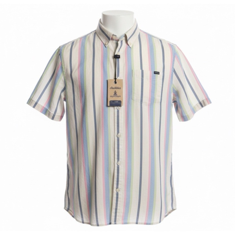Chubbies The Soft Serve Friday Shirt Mens XXL Pastel Striped Casual Surfer